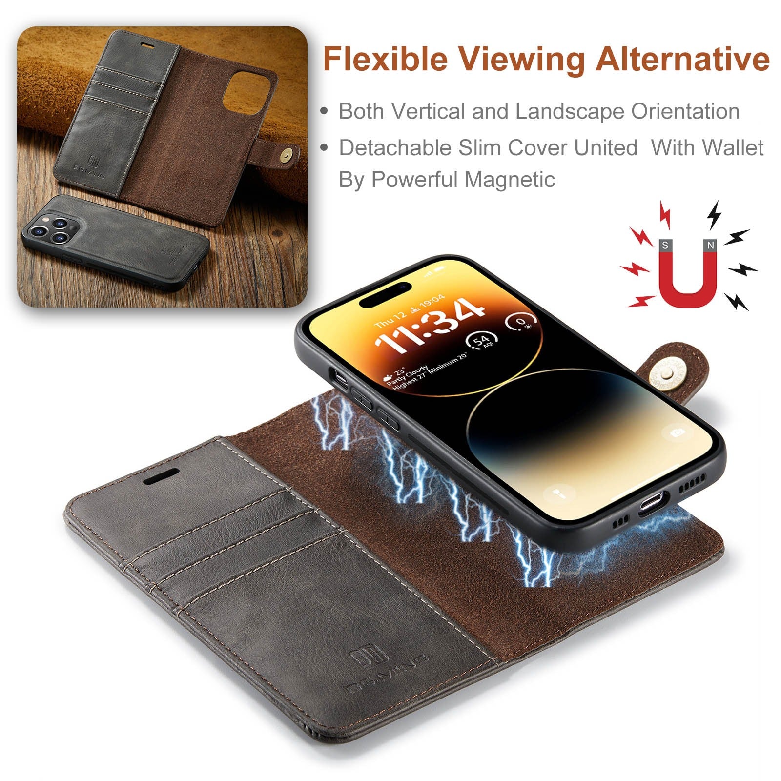 Magnet Split Phone Leather Case