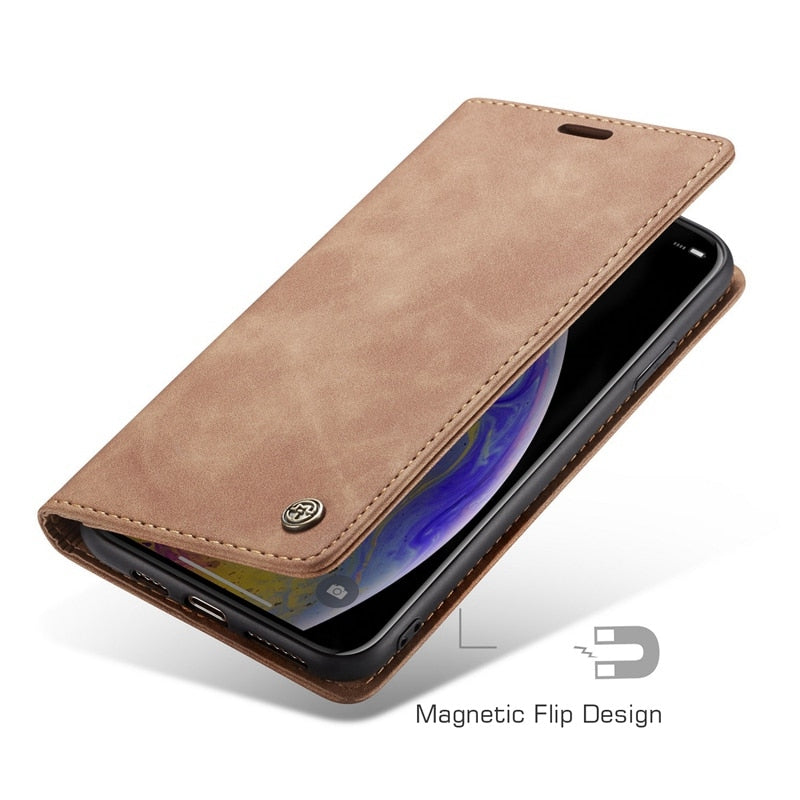 Luxury Leather Wallet Flip Case for iPhone