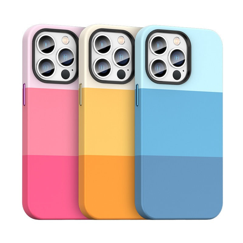 Mobile phone case  three color splicing g anti-drop case cover