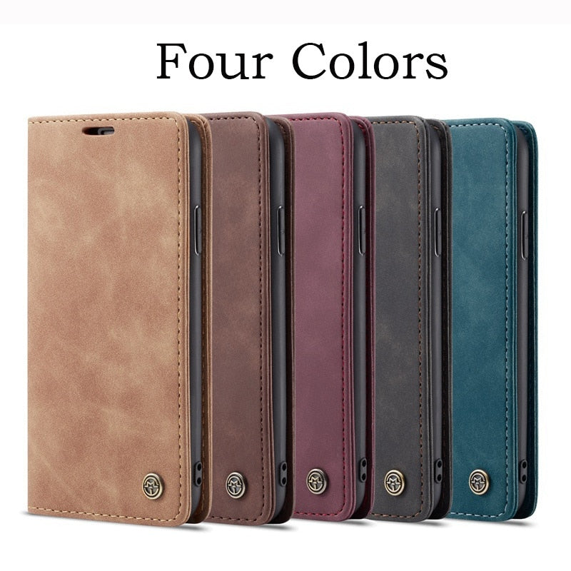 Luxury Leather Wallet Flip Case for iPhone