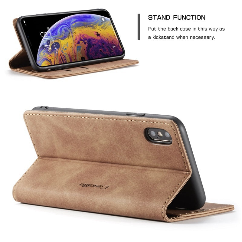 Luxury Leather Wallet Flip Case for iPhone